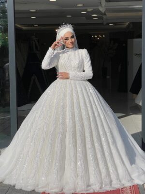 Elvan Taşlı Tesettür Gelinlik