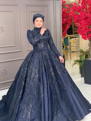 Lacivert Kristal Simli Nişanlık