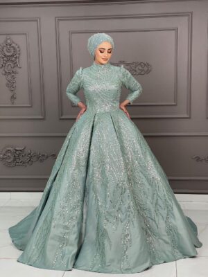 Mint Işıltı Simli Nişanlık