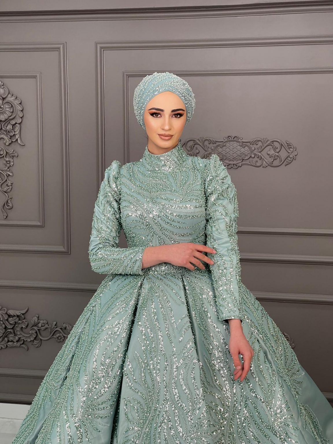 Mint Işıltı Simli Nişanlık - Görsel 2