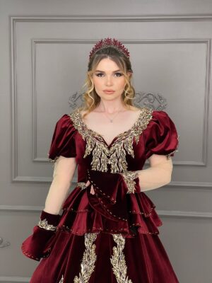 Mira Bordo Kadife Nişanlık